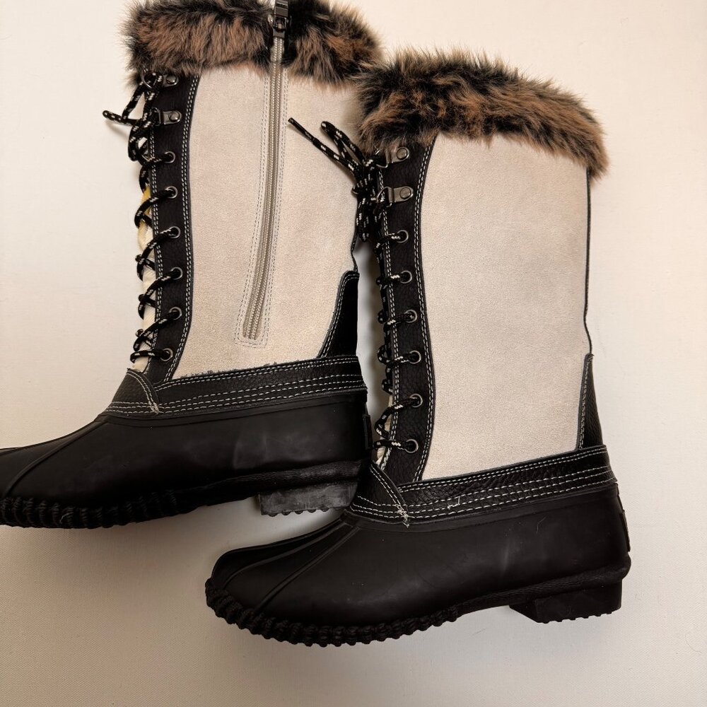 NWT SPORTO NATASHA SUEDE AND FAUX FUR GENUINE DUCK LACE UP ZIPPER TALL BOOTS